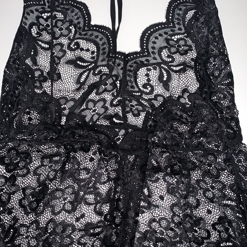Sexy Black Lace Floral Teddy Lingerie set - Picture 3 of 4